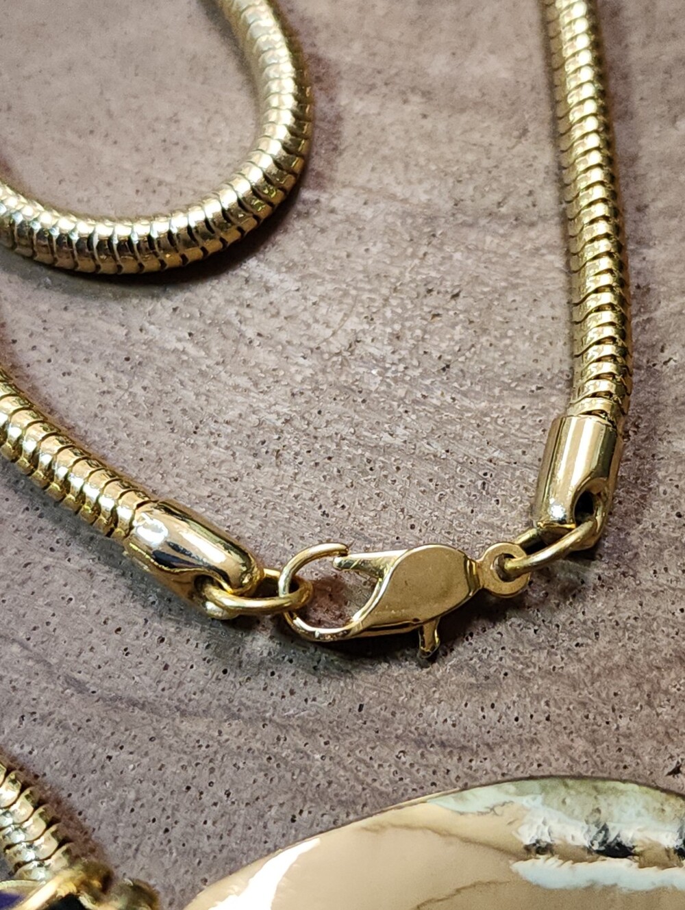 Gold Toned Snake Chain Necklace with Teal, Blue & Black Enamel Pendant - Picture 5 of 9